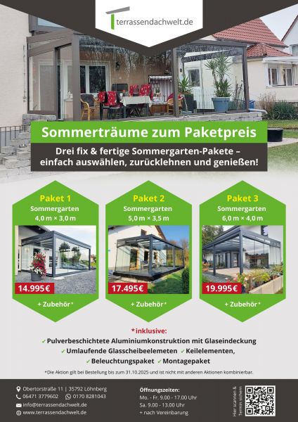 Aktion in Oktober Sommergarten Pakete bei Terrassendachwelt